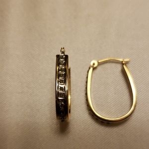 14k Diamond Chip Yellow & White Gold Earrings